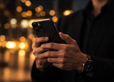 Traveler coordinating pickup details by phone